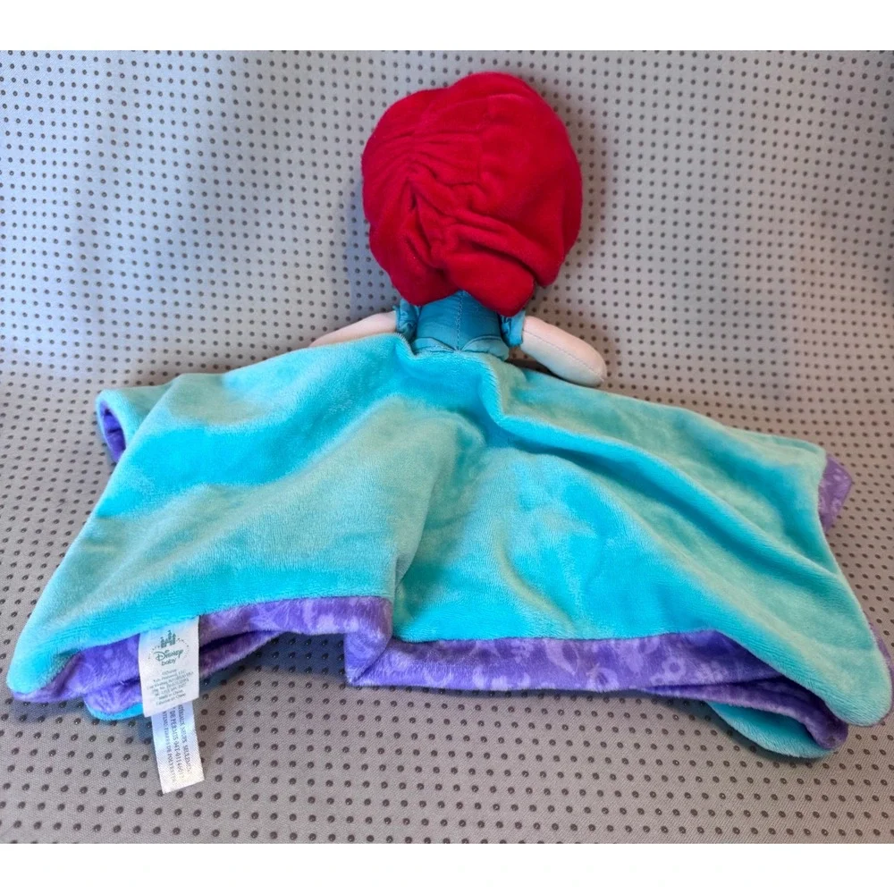 Disney Baby Ariel Little Mermaid Security Blanket Lovey Plush Teal Purple Shell